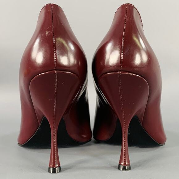PHOEBE PHILO Size 7.5 Burgundy Leather Pointed Toe Pumps - Picture 3 of 8